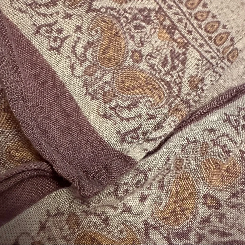 Rectangular Beige / Neutral toned Paisley Scarf